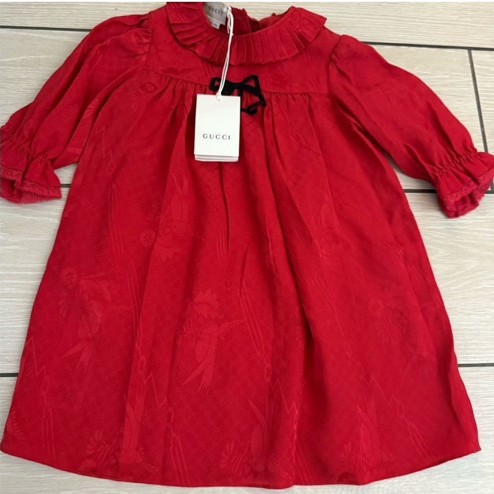 Gucci Girls Red Jacquard Dress – Size 3 – NWT, With Box